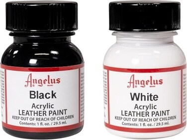 Angelus Brand Acrylic Leather Paint Waterproof 1oz - Black &amp; White Duo