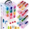 BYMORE 262 Pack Embroidery Thread Floss Set Including 200 Colors 8 M/Pcs Cross Stitch Sewing Thread with Floss Bins and 62 Pcs Cross Stitch Tool,4-Tier Transparent Storage Box