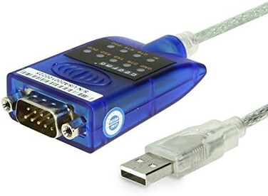 Gearmo USB to Serial RS-232 Adapter with LED Indicators, FTDI Chipset, Supports Windows 11/10/8.1/8/7, Mac OS X 10.6 and Above