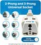 OREI Grounded Universal 2 in 1 Plug Adapter Type M for South Africa &amp; more - WP-M-GN