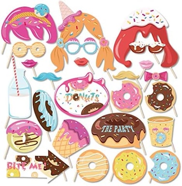 CC HOME Donut Birthday Party Supplies,Donut Grown Up Photo Booth Props,Donut Time Party Favour for Girls,Birthday Party,Baby Shower Decorations Supplies
