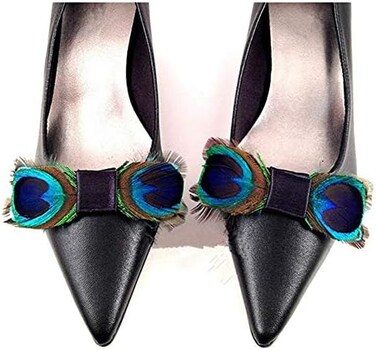 Shoe Accessories Douqu 2 Pcs Handmade Elegant Peacock Feathers Christmas Birthday Party Boots Clips Decoration Removable Charms
