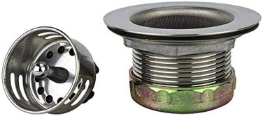 Plumb Pak Keeney 878PC Stainless Steel Junior Duo Bar Sink Strainer with Basket, Fits 2-Inch or 2-1/2-Inch Openings, Polished Chrome