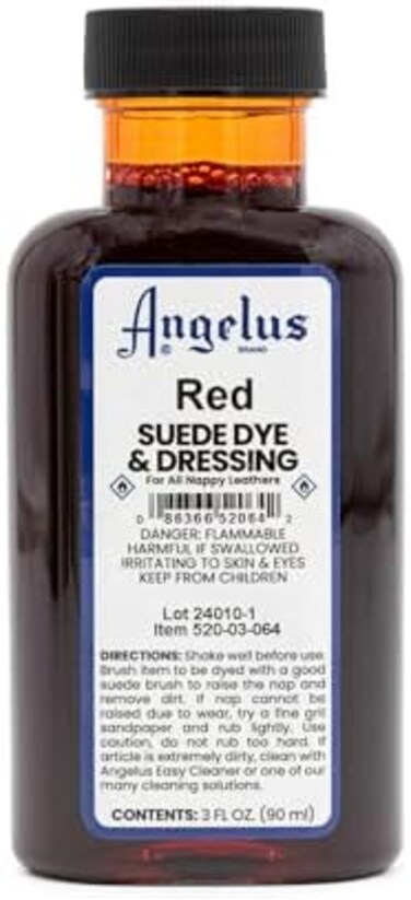 Angelus Suede Leather Dye for Shoes, Boots, Bags, Crafts, Furniture, Nubuck, &amp; More, Red - 3oz