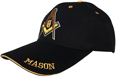Sport Cap Freemason 3D Embroidered Adjustable Hat Mason Masonic Lodge Baseball (Black &amp; Yellow)