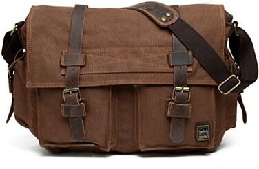 Berchirly Vintage Military Men Canvas Messenger Bag For 13.3-17" Laptop