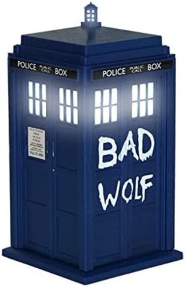 FAMETEK Doctor Who Bad Wolf Tardis Wireless Bluetooth Speaker Plays Music, Lights Up, Accurate Sounds Effects  Gifts for Men or Women - Best Gifts Birthday Collectibles for Doctor Who