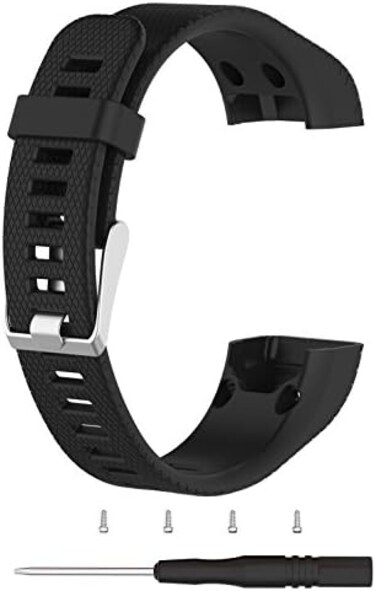 TenCloud Strap Compatible with Vivosmart HR+ Bands Replacement Striped Sport Straps with Tool Kits for Garmin v&iacute;vosmart HR Plus Tracker (Black)