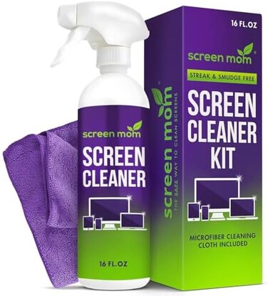 Screen Mom Screen Cleaner Kit - Best LED &amp; LCD TV, Computer Monitor, Laptop iPad Screens &ndash; Contains Over 1,572 Sprays in Each Large 16 Ounce Bottle &ndash; Includes Premium Microfiber Cloth
