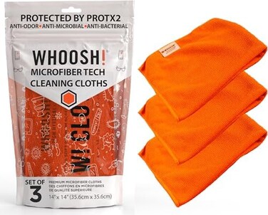 WHOOSH! Microfiber Cleaning Cloth, 3 Pack, Glasses and Screen Cleaning Cloth, Suitable for TV, Car Screen, Computer, Laptop, iPad, MacBook, Smart Phone, Monitor, Watches (14&rdquo;x14&rdquo;), Orange
