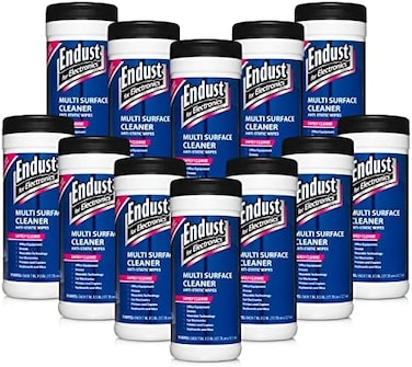 Endust for Electronics Multi-surface cleaning wipes, Bulk 12-pack, 70 wipes each, Great computer equipment wipes, electronics wipes (259000P12) - White