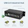 Coolgear Surge Protected Metal 7-Port USB 2.0 Hub w/DIN RAIL Mounting Kit Japan NEC Chip