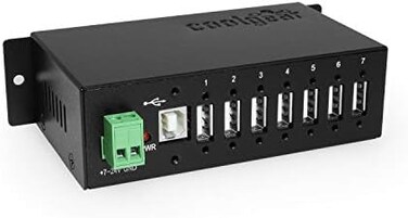 Coolgear Surge Protected Metal 7-Port USB 2.0 Hub w/DIN RAIL Mounting Kit Japan NEC Chip