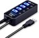 تينداك موزع USB 3.0 - موزع USB 4 منافذ مع 4 منافذ بيانات USB 3.0 + 1 منفذ شحن ذكي USB ومحول طاقة، مفاتيح تشغيل/ايقاف فردية لاجهزة ماك واللابتوب والقرص الصلب وبلاي ستيشن 4 واكس بوكس ون
