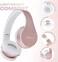 PowerLocus Wireless Bluetooth Over-Ear Stereo Foldable Headphones, Earphone Wired Headsets with Built-in Microphone for iPhone, Samsung, LG, iPad (Rose Gold)