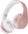 PowerLocus Wireless Bluetooth Over-Ear Stereo Foldable Headphones, Earphone Wired Headsets with Built-in Microphone for iPhone, Samsung, LG, iPad (Rose Gold)