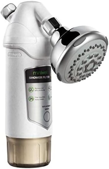 Miniwell Shower Filter and head 720-PH with Replaceable Cartridges, Shower Head Filter with Double Filters, Remove 99% Chlorine (Shower Filter and head)