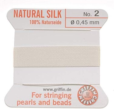 Griffin Beading Silk Cord &amp; Needle White Size 2