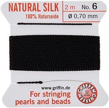 Griffin BCSBK06G Silk Beading Cord and Needle, Size 6, Jet Black