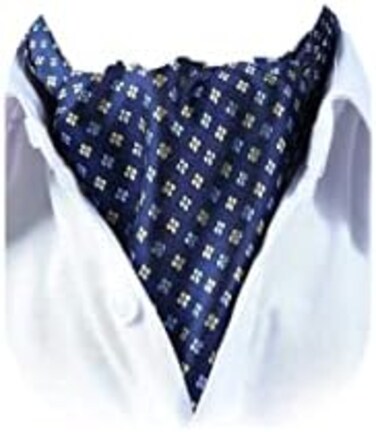 HISDERN SetSense Men's Floral Jacquard Woven Self Cravat Tie Ascot One Size Navy Blue/Yellow