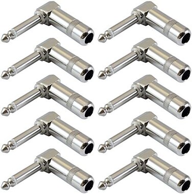 GLS Audio GLS Audio 1/4" Right Angle Plugs TS Mono Heavy Duty Style for Speaker Cables, Patch Cables, Snakes - Male 1/4 Inch Phono 6.3mm Phone Plug Bulk - 10 PACK