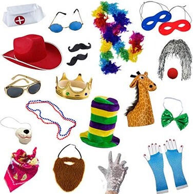 Funny Party Hats Photo Booth Props - Photo Booths for Parties - Assorted Photo Booth Kit 18 Pc Adult Props