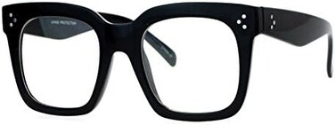 JuicyOrange Super Oversized Clear Lens Glasses Thick Square Frame Fashion Eyeglasses Black