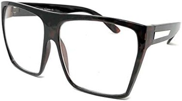 JuicyOrange Tortoise Super Oversized Eyeglasses Flat Top Square Clear Lens Glasses Frames