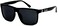 Locs Gangster Oversized Rectangular Horn Rim Sunglasses All Black