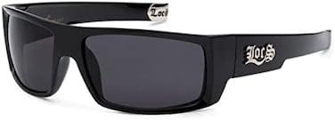 Locs Men's Original All Black Sharp Square OG Sunglasses, Wrap, Black