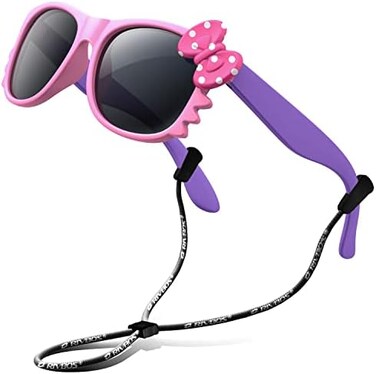 RIVBOS Rubber Kids Polarized Sunglasses With Strap Glasses Shades for Boys Girls Baby and Children Age 3-10 RBK002 &iuml;&frac14;&Euml;&dagger;3376-pink&iuml;&frac14;&acirc;&euro;&deg;