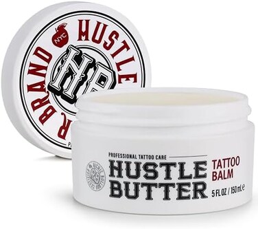 Hustle Butter Deluxe Tattoo Aftercare 5oz Tattoo Balm, Heals + Protects New Tattoos and Rejuvenates Older Tattoos - 100% Vegan Cream No-Petroleum