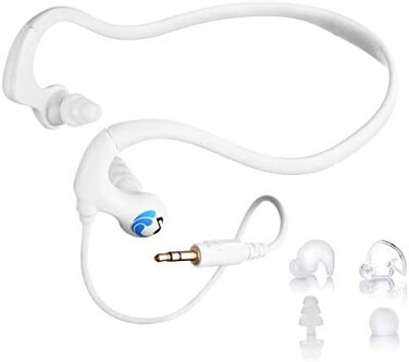 Underwater Audio HYDROACTIVE Underwater Audio Premium Short-Cord Waterproof Headphones (Wired 3.5 mm Jack) with 11 Earbuds in 4 Styles (Separate Music Player Purchase Required)