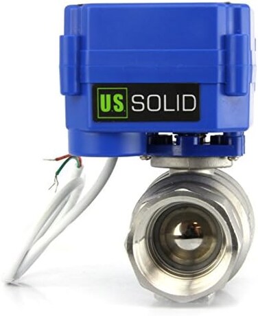 U.S. Solid Motorized Ball Valve- 1" Stainless Steel Ball Valve with Full Port, 9-24V AC/DC and 2 Wire Auto Return Setup