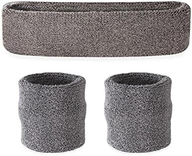 Suddora Sweatbands (Headband Wristband Set) - Terry Cloth Athletic Sweat Bands for Basketball, Tennis, Working Out, Gym