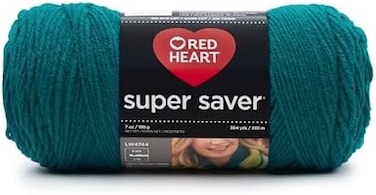 RED HEART Real Teal Super Saver Yarn, 1 Pack