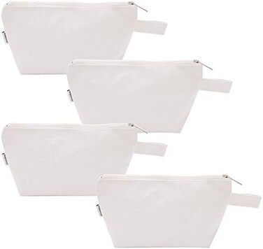 Augbunny 100% Cotton 16oz Heavy Duty Multi-Purpose Canvas Zipper Cosmetics Makeup Travel Toiletry Organizing Pouch 4-Pack