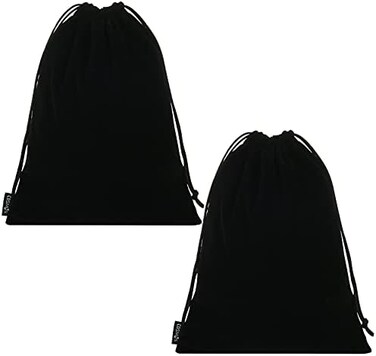 Cosmos Set of 2 Premium Black Travel Carry Drawstring Headphones Pouch Bag