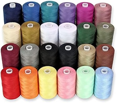 BlesSew Sewing Thread - 24 Polyester Threads for Hand Stitching, Quilting &amp; Sewing Machine - Set of 1000 yds Per Spool - 20 Colours Plus 2 x White &amp; 2 x Black
