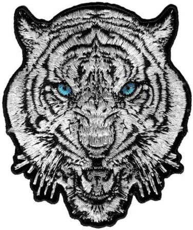 Hot Leathers White Tiger Patch (Multicolor, 3" Width x 4" Height)