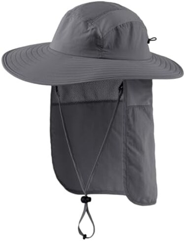 Home Prefer Mens UPF 50+ Sun Protection Cap Wide Brim Fishing Hat with Neck Flap