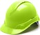 Pyramex Safety Ridgeline Pyramex Cap Style Hard Hat, Vented, 4-Point Ratchet Suspension, Hi-Vis Lime