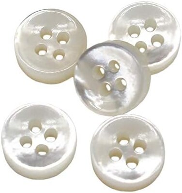 YaHoGa 20 Pieces Genuine White Mother of Pearl Shirt Buttons 10mm 16L 4MM Thickness Real MOP Shirt Buttons 10mm 20pcs white MOP11-white
