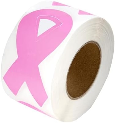 Fundraising For A Cause Pink Ribbon Awareness Stickers, Breast Cancer Awareness Ribbon Stickers Awareness Events, Support Groups, Fundraisers and More! (1 Roll - 250 Stickers)