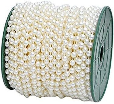 B&amp;S Feel 5mm Faux Pearl Beads Garland Pearl Bead Roll Strand for Wedding Party Decoration 99 Feet Roll Ivory