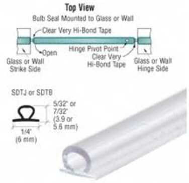 CRL Translucent Vinyl Bulb Seal with Pre-Applied Tape for 7/32