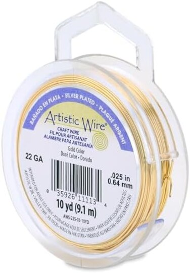 Artistic Wire 22 Gauge Tarnish Resistant Brass Craft Jewelry Wrapping Wire, Gold Color, 15 yd