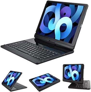 LENRICH iPad pro 12.9 2017 and 2015 Keyboard case with pencil holder, 360 Degree Rotatable ipad pro case with Wireless Bluetooth Keyboard stand for ipad pro 12.9 inch 2017 2nd Gen cover (Black)