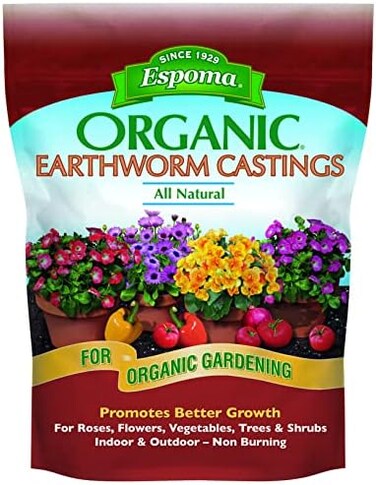 Espoma Organic Earthworm Castings &ndash; Use Indoors and Outdoors for Roses, Flowers, Vegetables, Trees, Shrubs &amp; Houseplants. 3 lb. Bag &ndash; Pack of 1. for Organic Gardening.