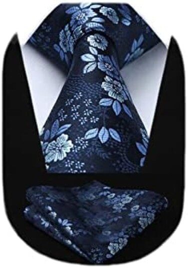 HISDERN Men's Wedding Tie and Handkerchief Houndstooth Check Plaid Tie Party Business Formal Necktie &amp; Pocket Square Set&hellip;